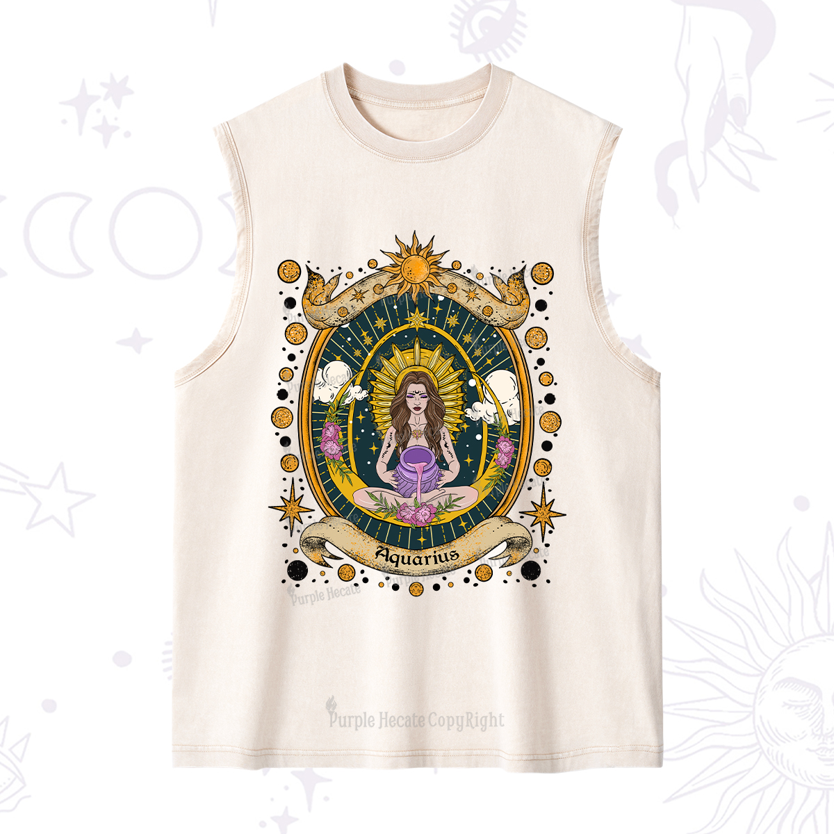 Purplehecate Aquarius Radiance Zodiac Washed Tank