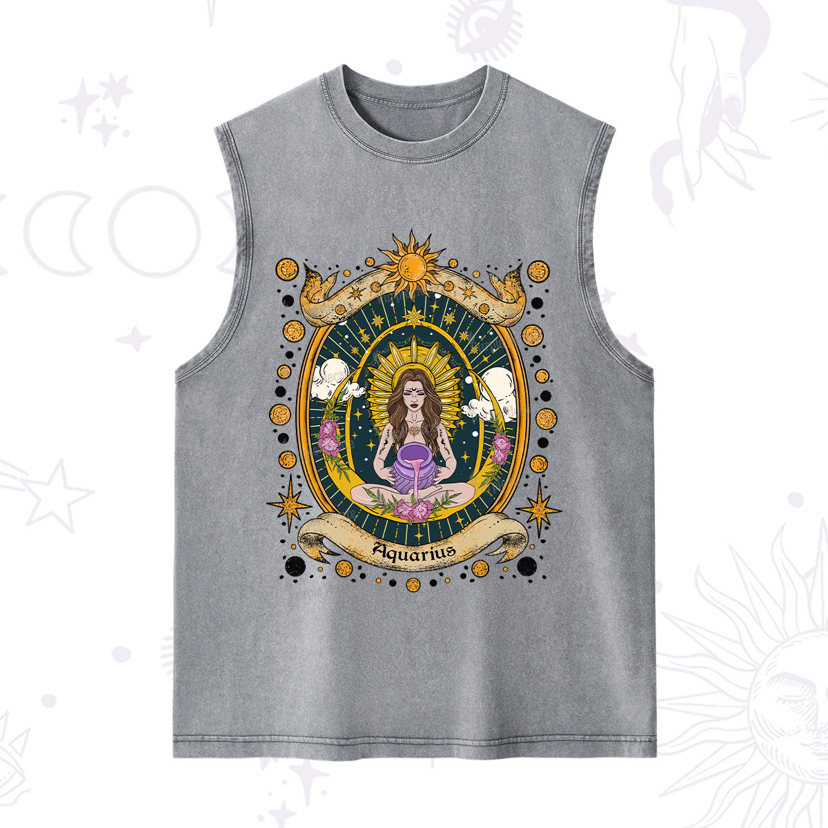 Purplehecate Aquarius Radiance Zodiac Washed Tank