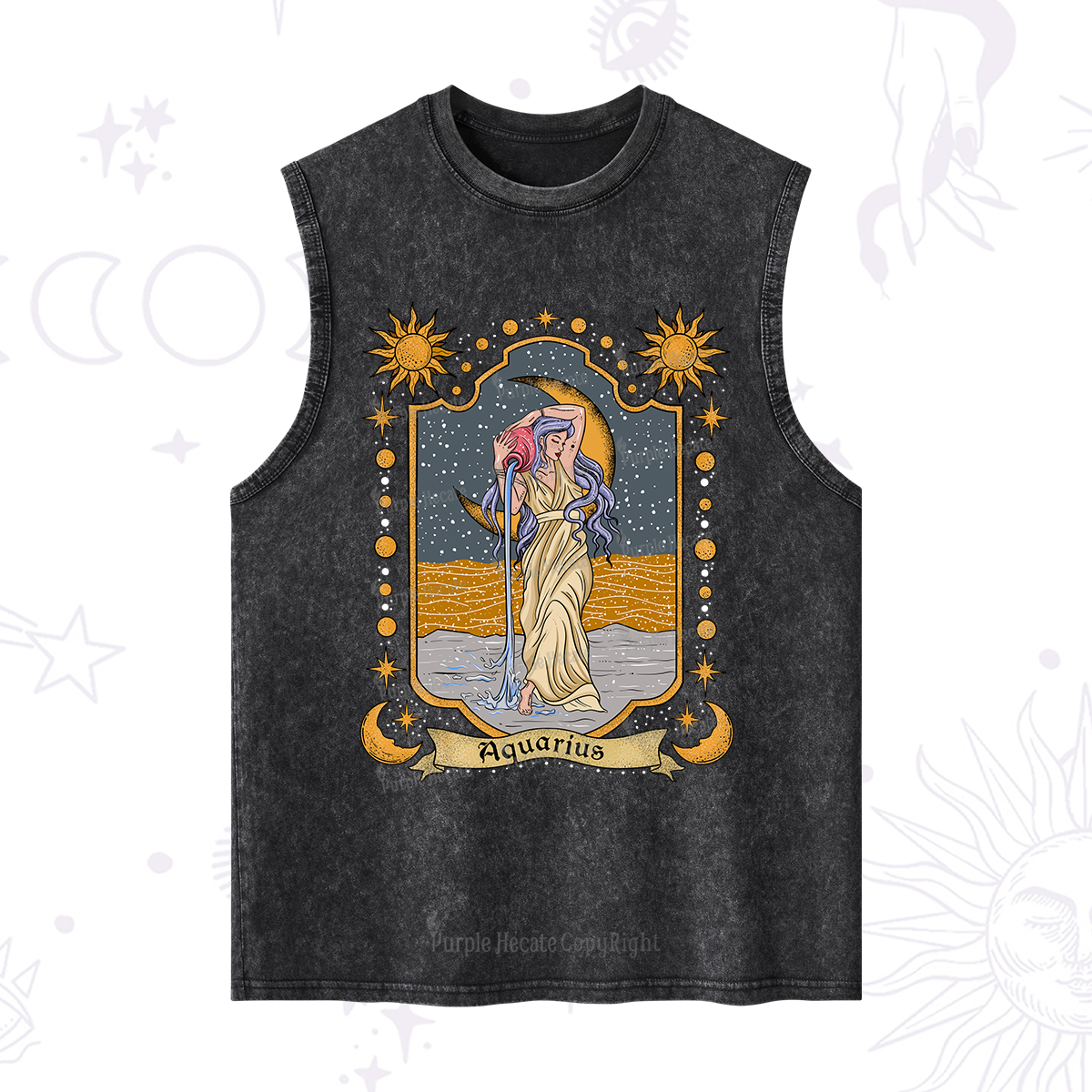 Purplehecate Aquarius Zodiac Washed Tank