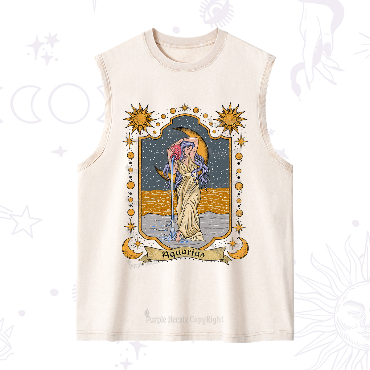 Purplehecate Aquarius Zodiac Washed Tank
