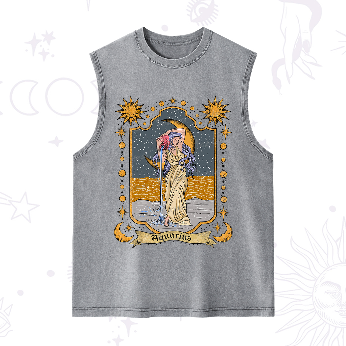 Purplehecate Aquarius Zodiac Washed Tank