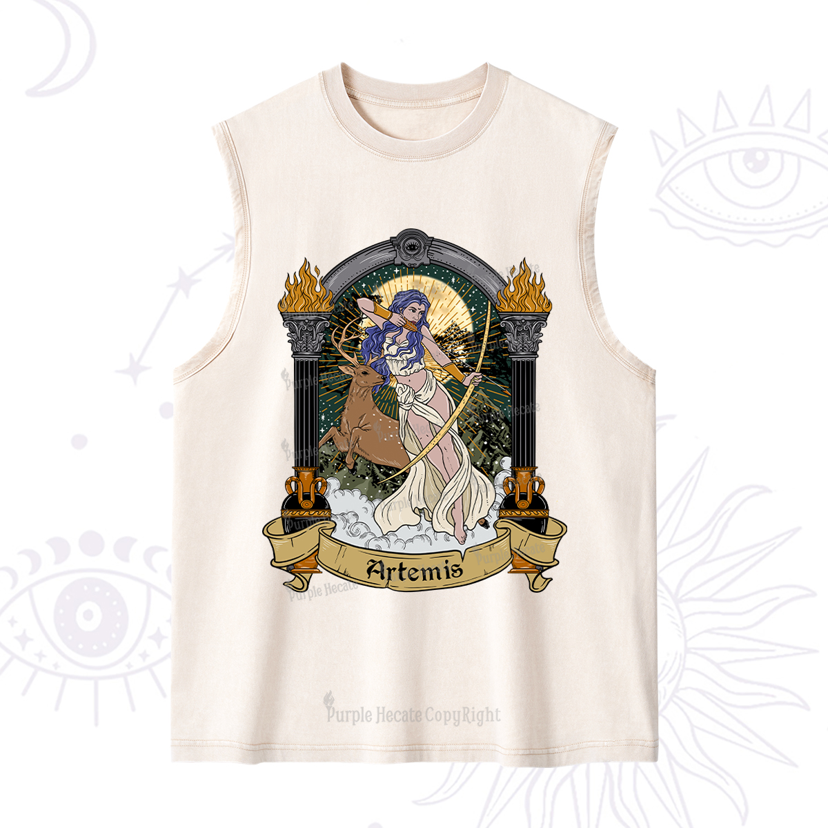 Purplehecate The Huntress Goddess Artemis Washed Tank