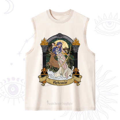 Purplehecate The Huntress Goddess Artemis Washed Tank