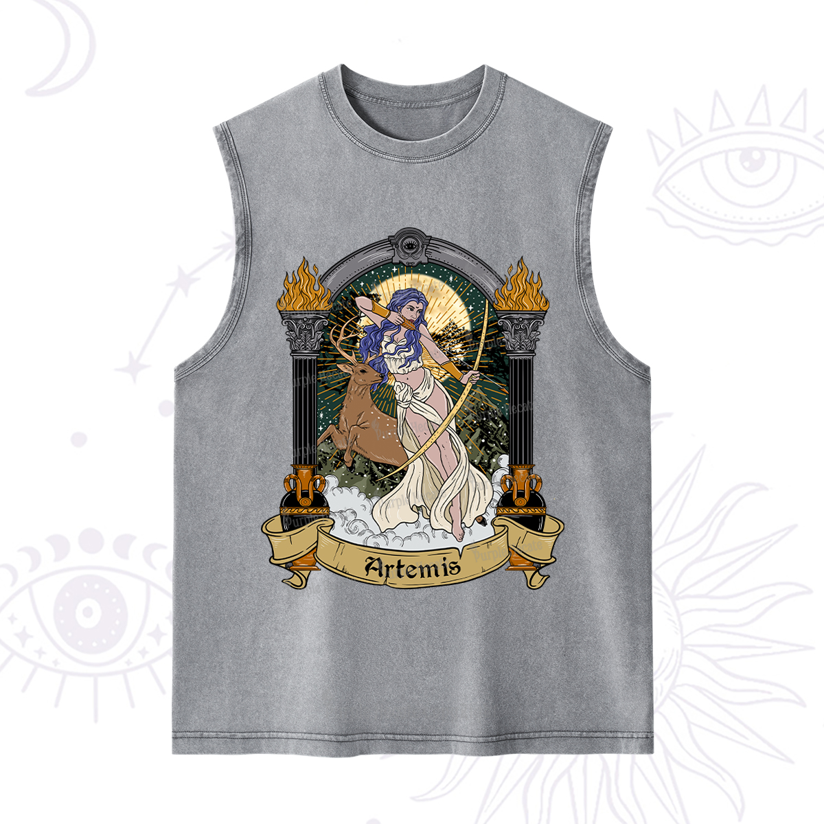 Purplehecate The Huntress Goddess Artemis Washed Tank