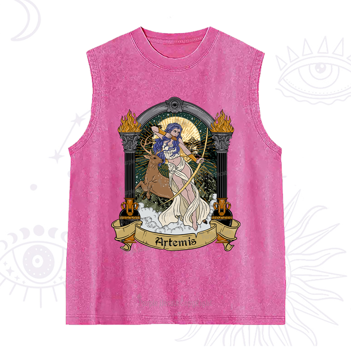 Purplehecate The Huntress Goddess Artemis Washed Tank