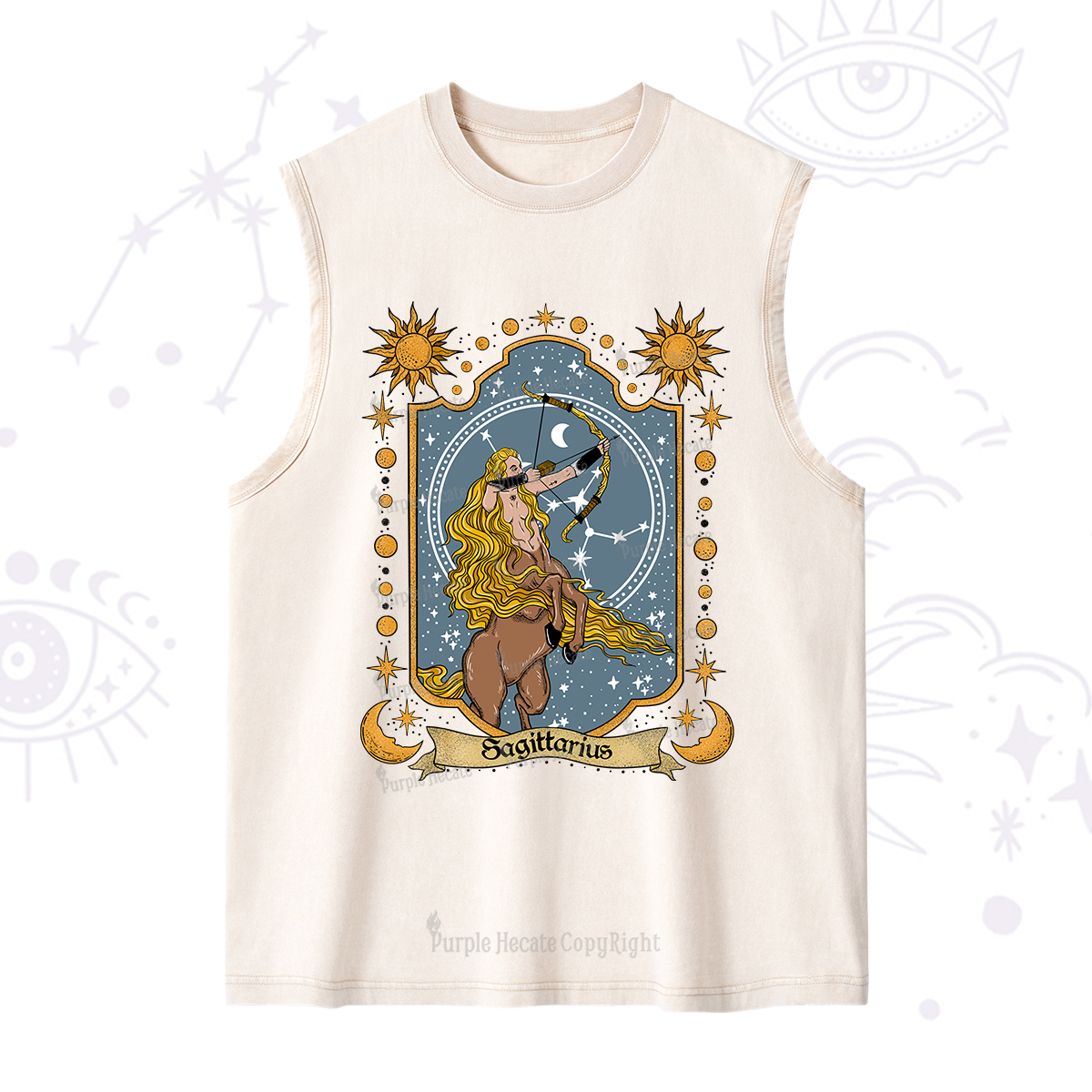 Purplehecate Sagittarius Zodiac Washed Tank
