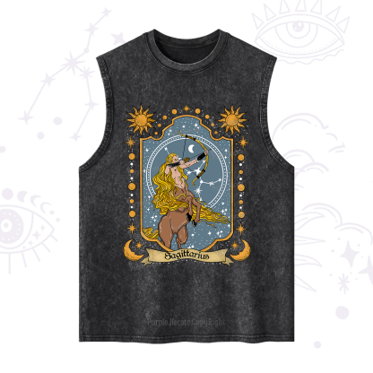 Purplehecate Sagittarius Zodiac Washed Tank