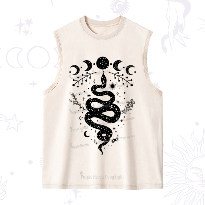 Purplehecate Snake And Moon Phase Comfort Washed Tank