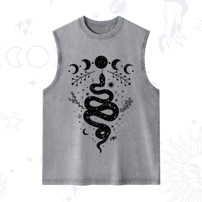 Purplehecate Snake And Moon Phase Comfort Washed Tank