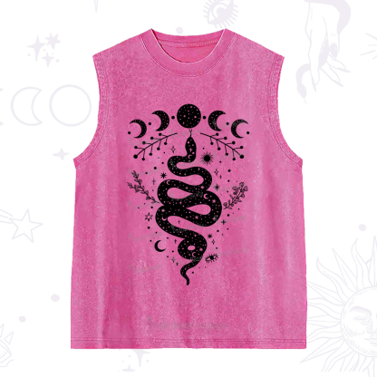Purplehecate Snake And Moon Phase Comfort Washed Tank