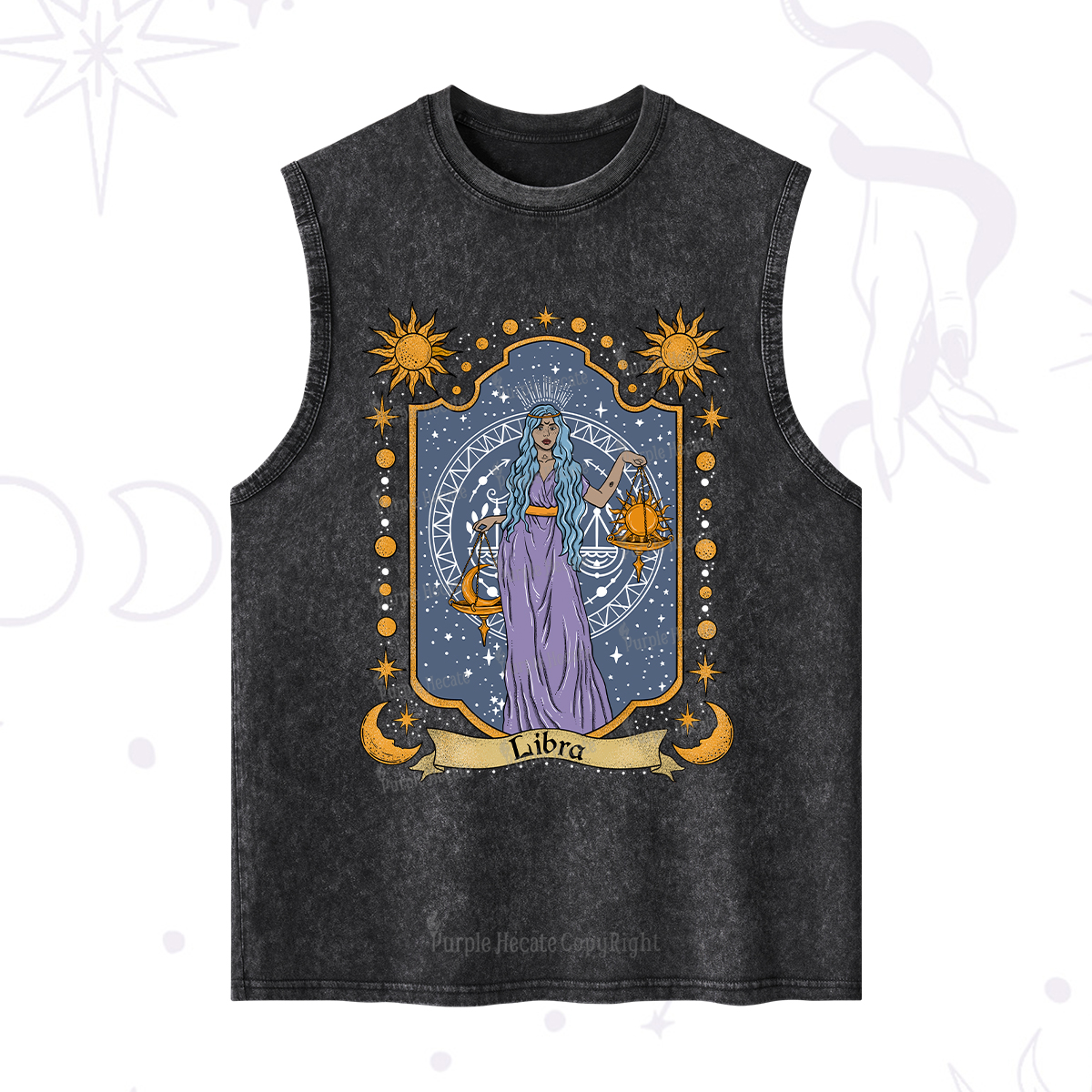 Purplehecate Libra Zodiac Washed Tank