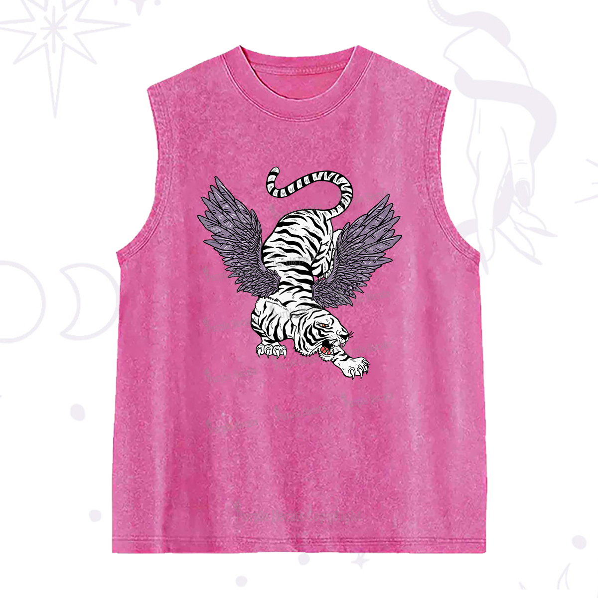 Purplehecate Tiger With Wings Washed Tank