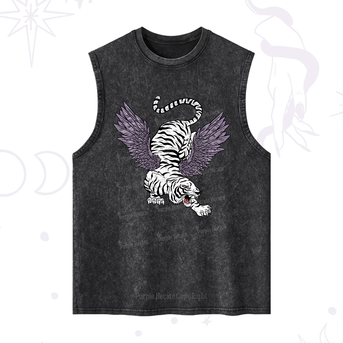 Purplehecate Tiger With Wings Washed Tank