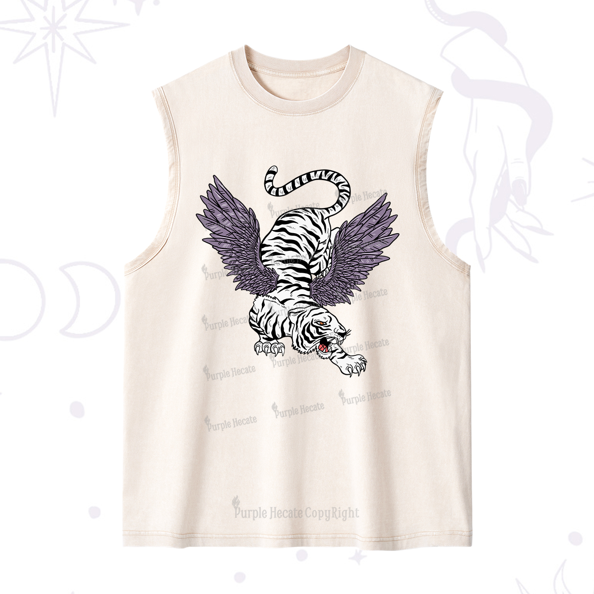 Purplehecate Tiger With Wings Washed Tank