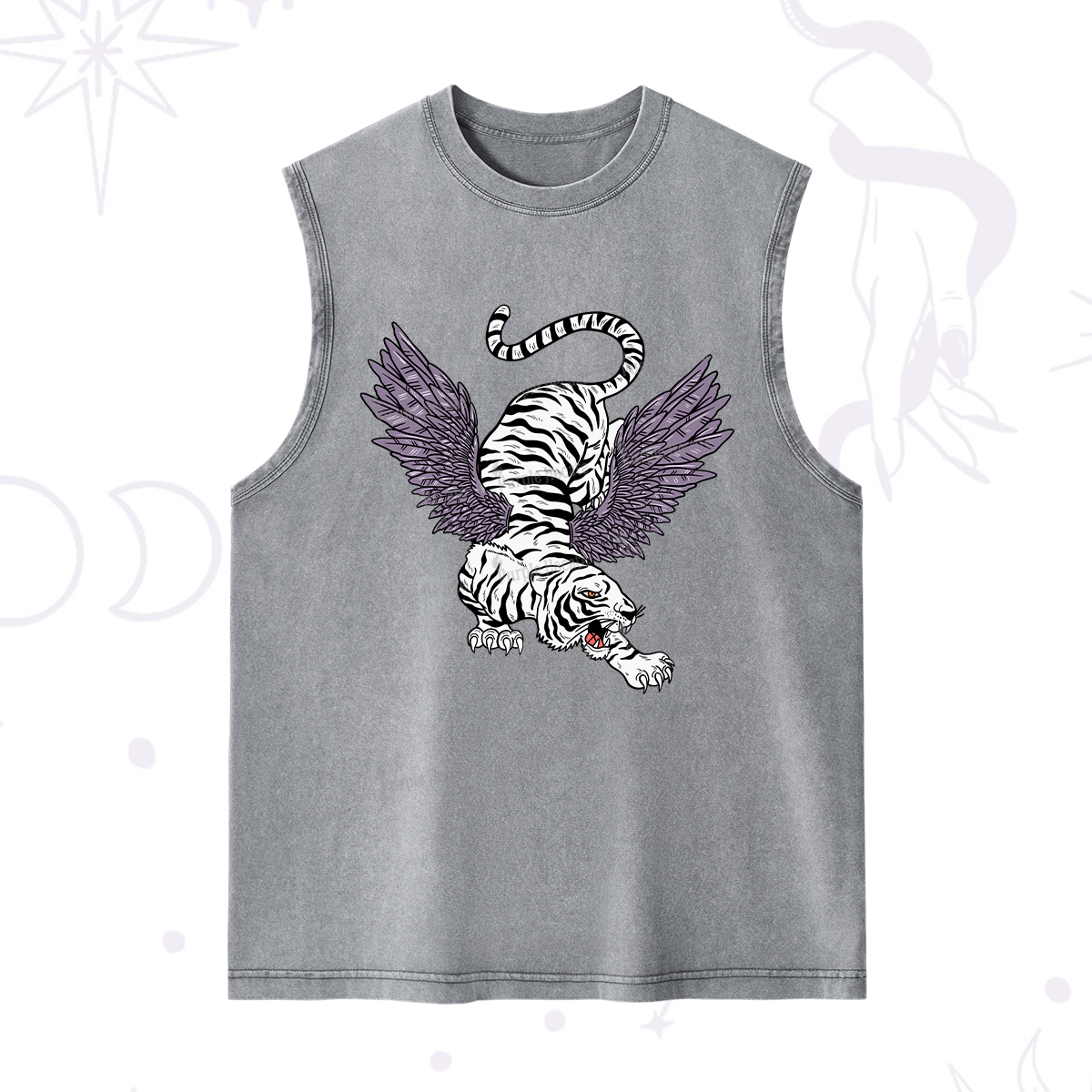 Purplehecate Tiger With Wings Washed Tank