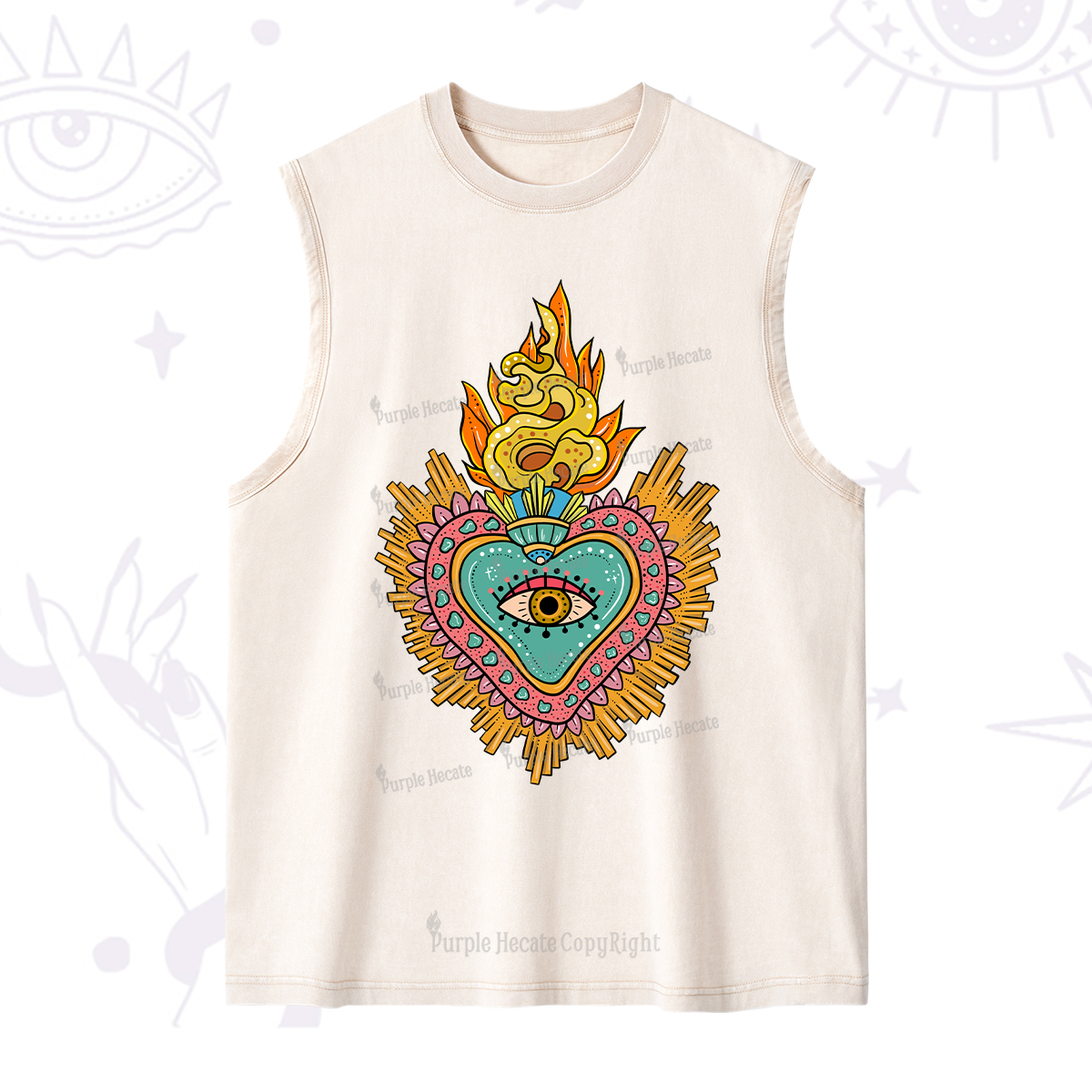 Purplehecate Rainbow Sacred Heart Washed Tank