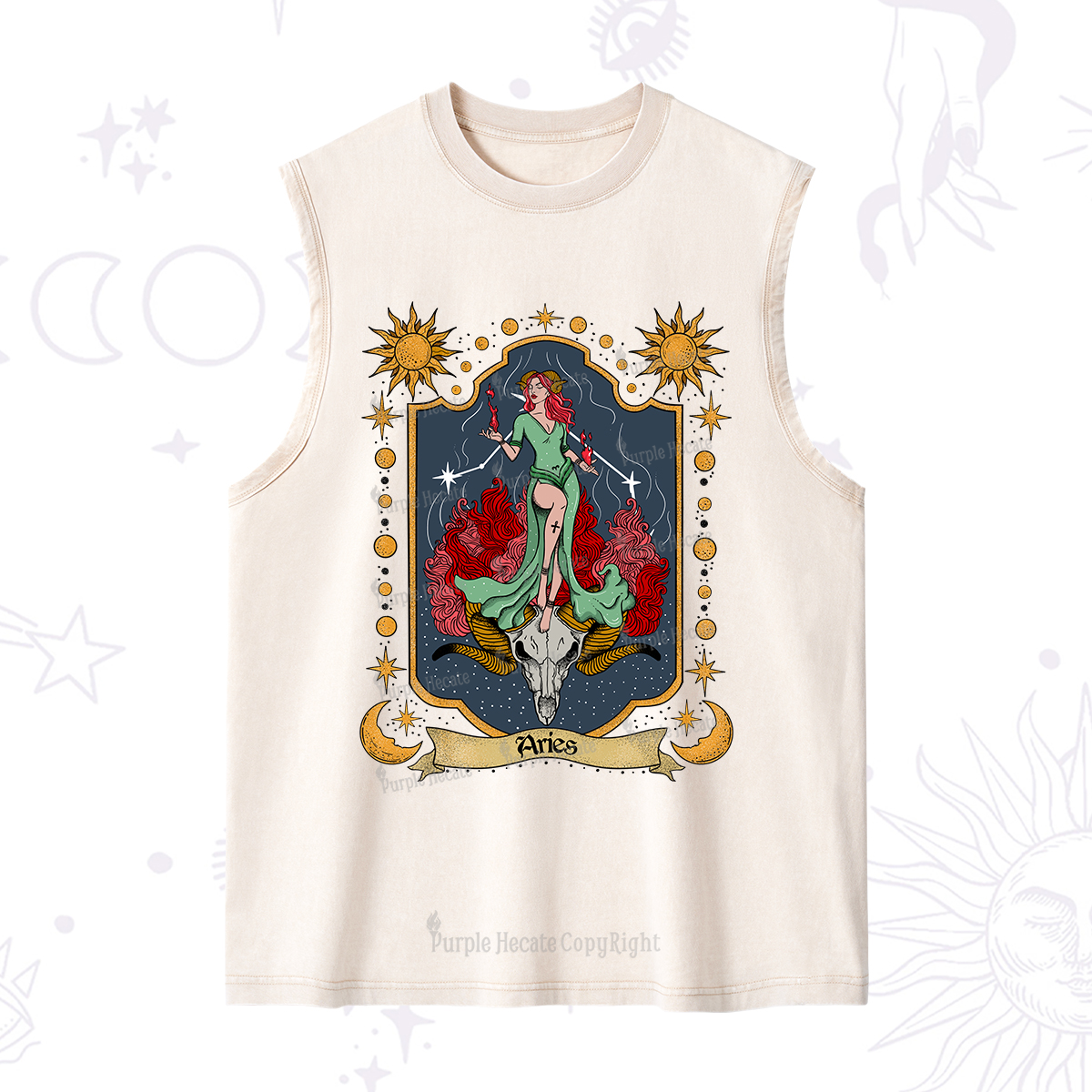 Purplehecate Aries Zodiac Washed Tank