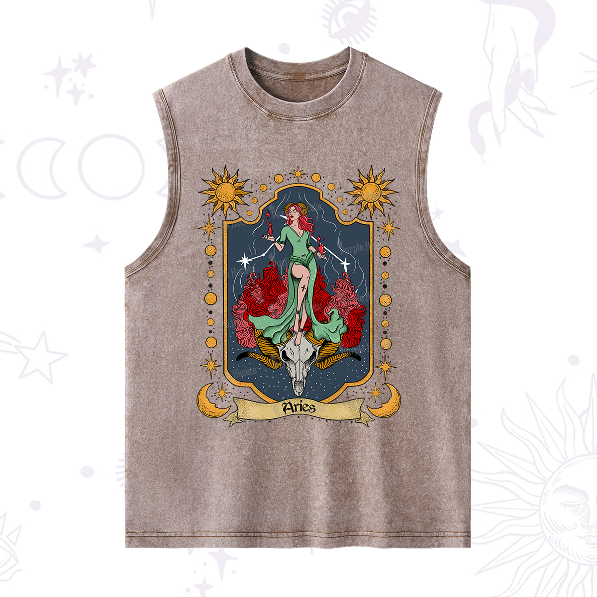 Purplehecate Aries Zodiac Washed Tank