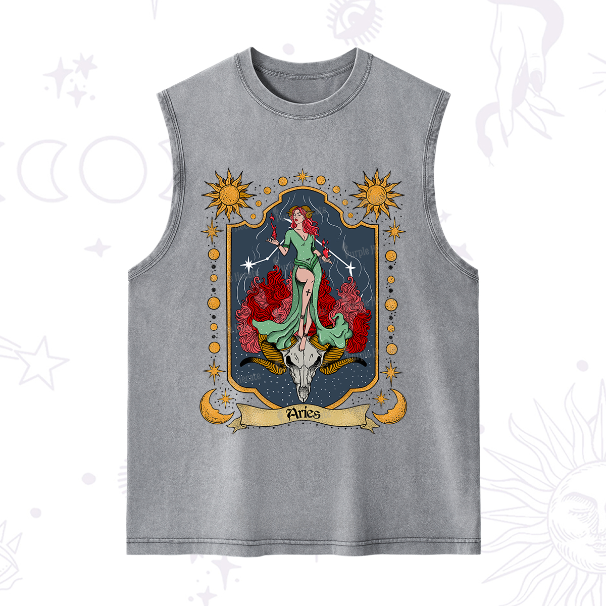 Purplehecate Aries Zodiac Washed Tank