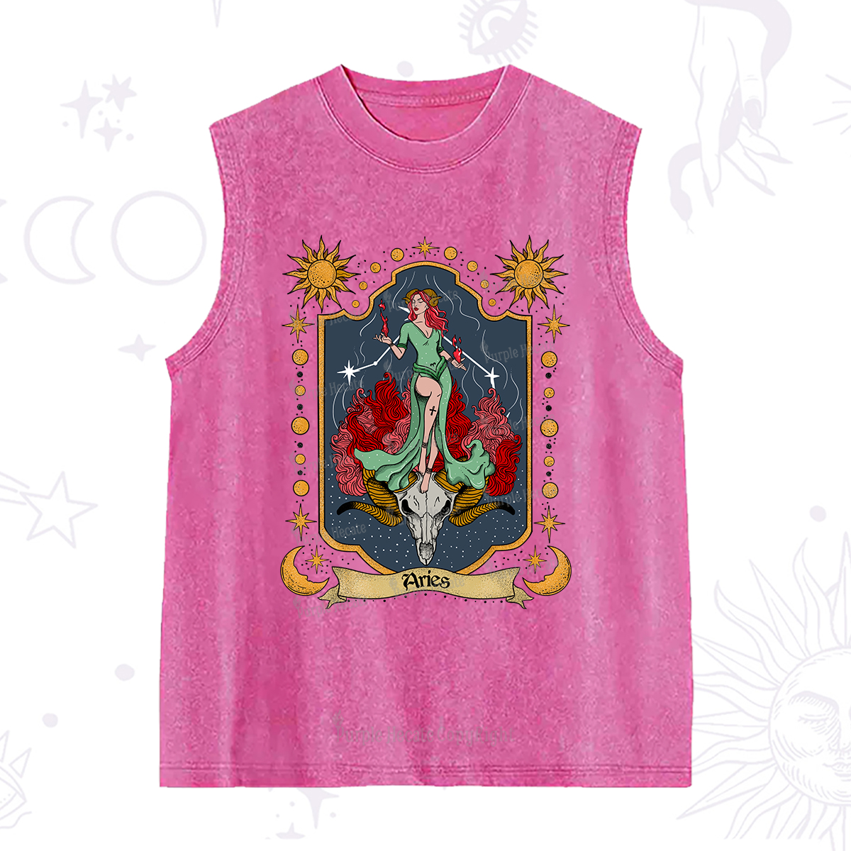 Purplehecate Aries Zodiac Washed Tank