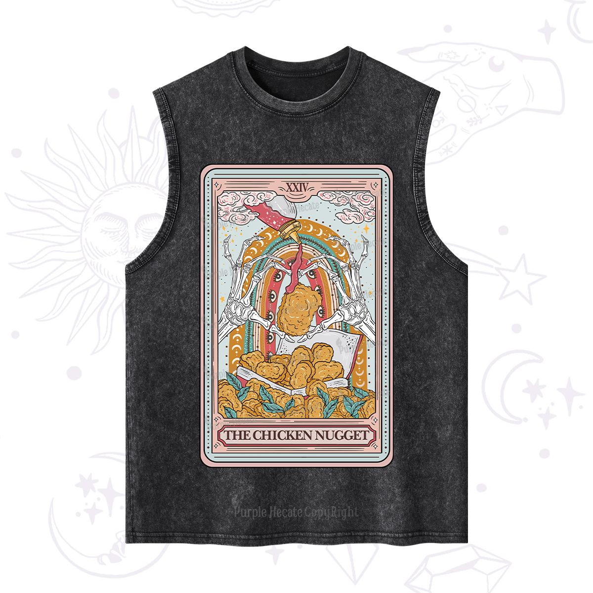 Purplehecate The Chicken Nugget Food Tarot Washed Tank