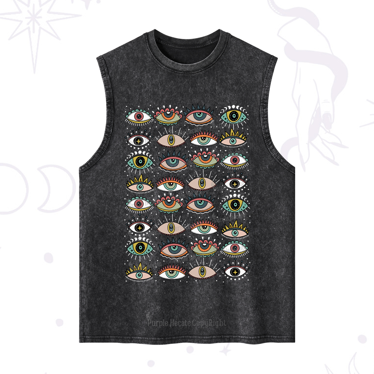 Purplehecate Evil Eye Pattern Washed Tank