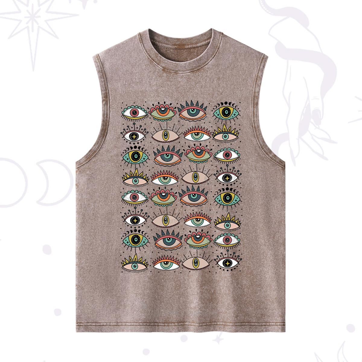 Purplehecate Evil Eye Pattern Washed Tank