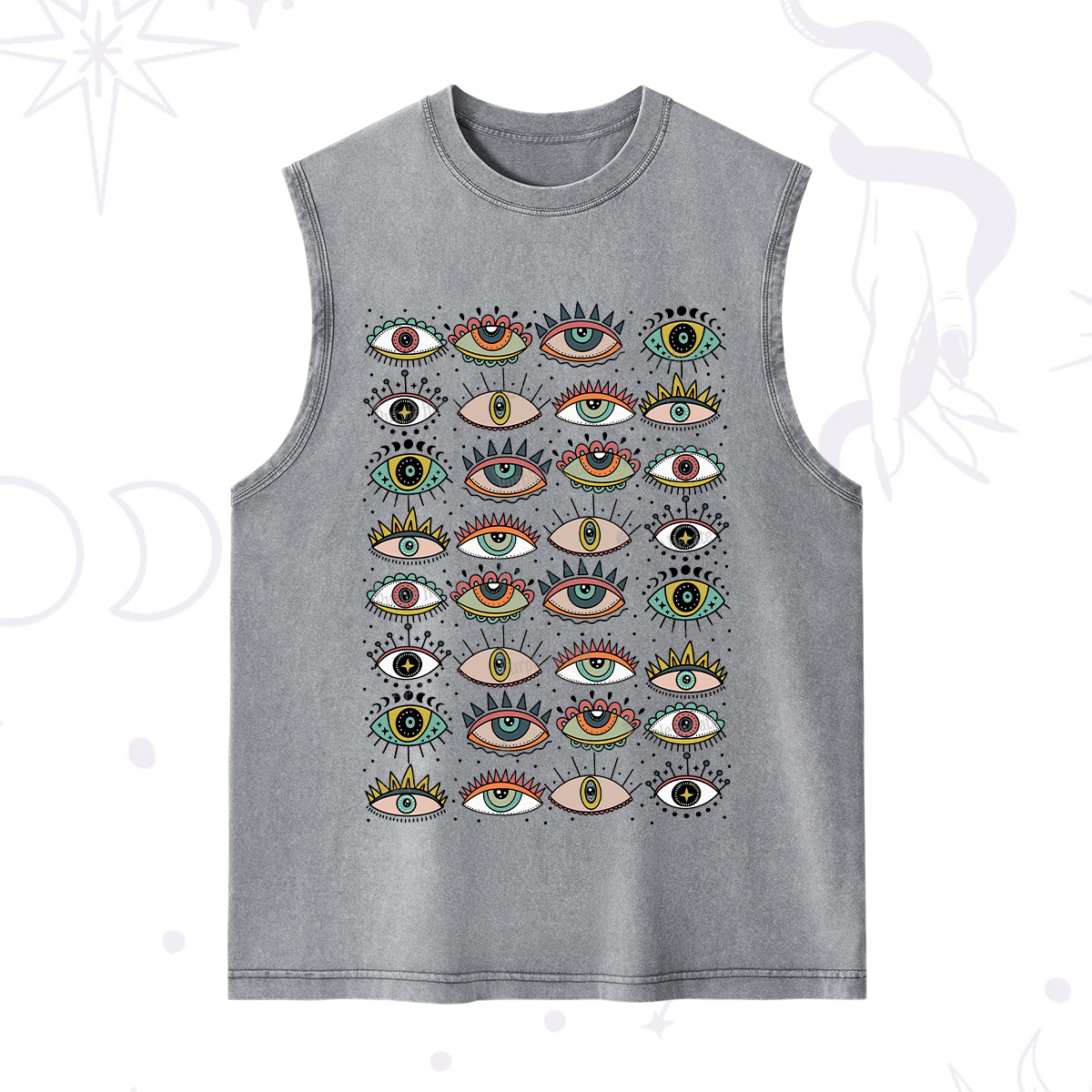 Purplehecate Evil Eye Pattern Washed Tank