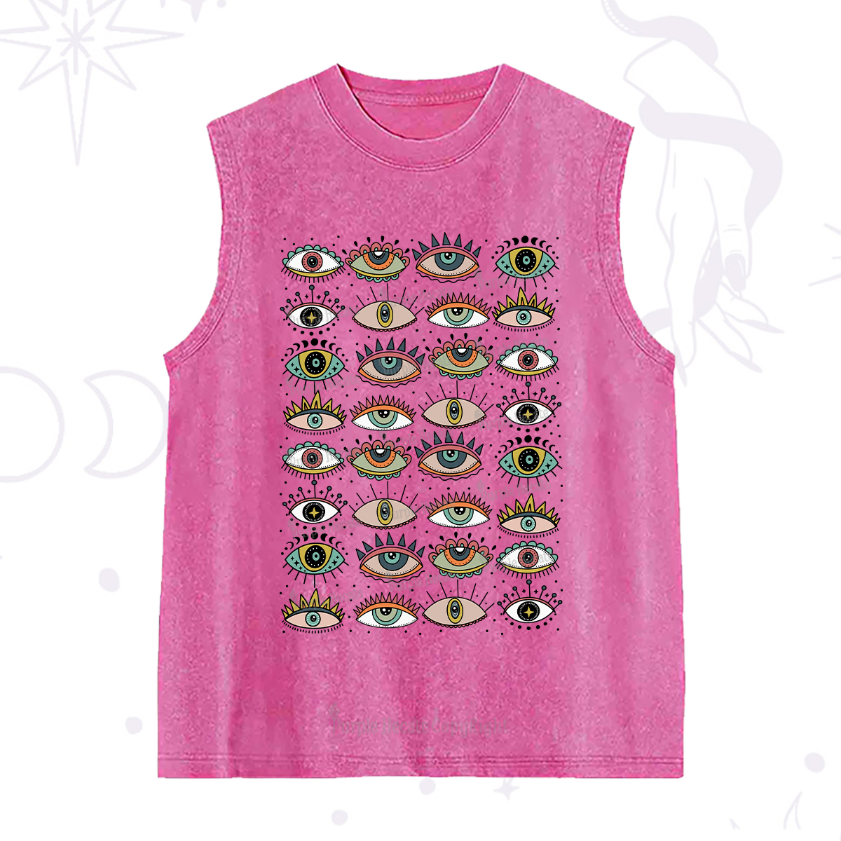 Purplehecate Evil Eye Pattern Washed Tank