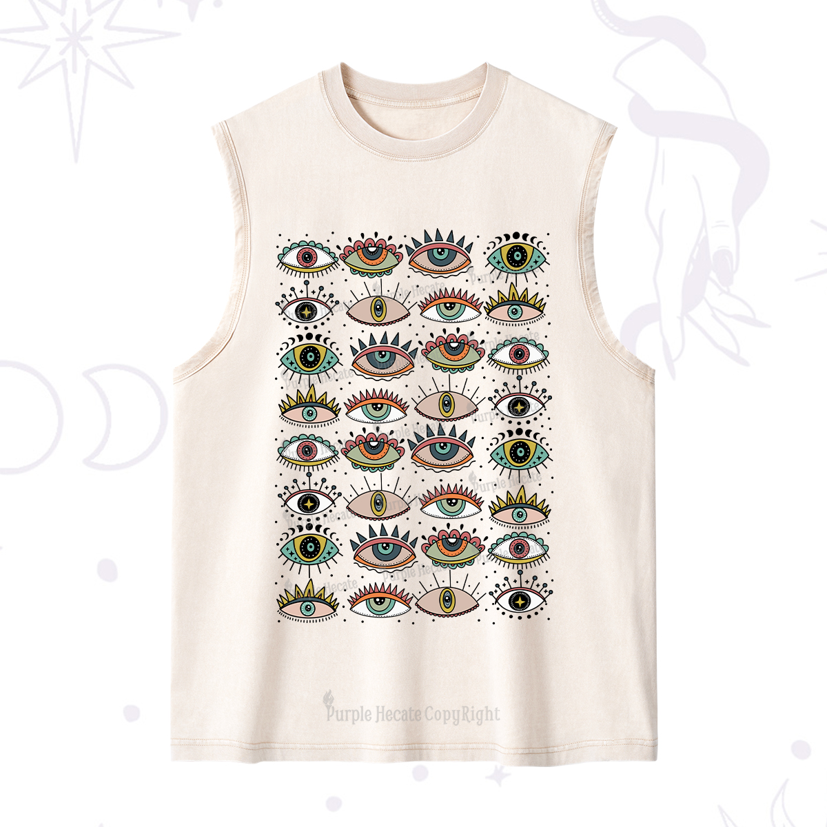 Purplehecate Evil Eye Pattern Washed Tank