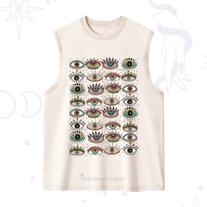 Purplehecate Evil Eye Pattern Washed Tank
