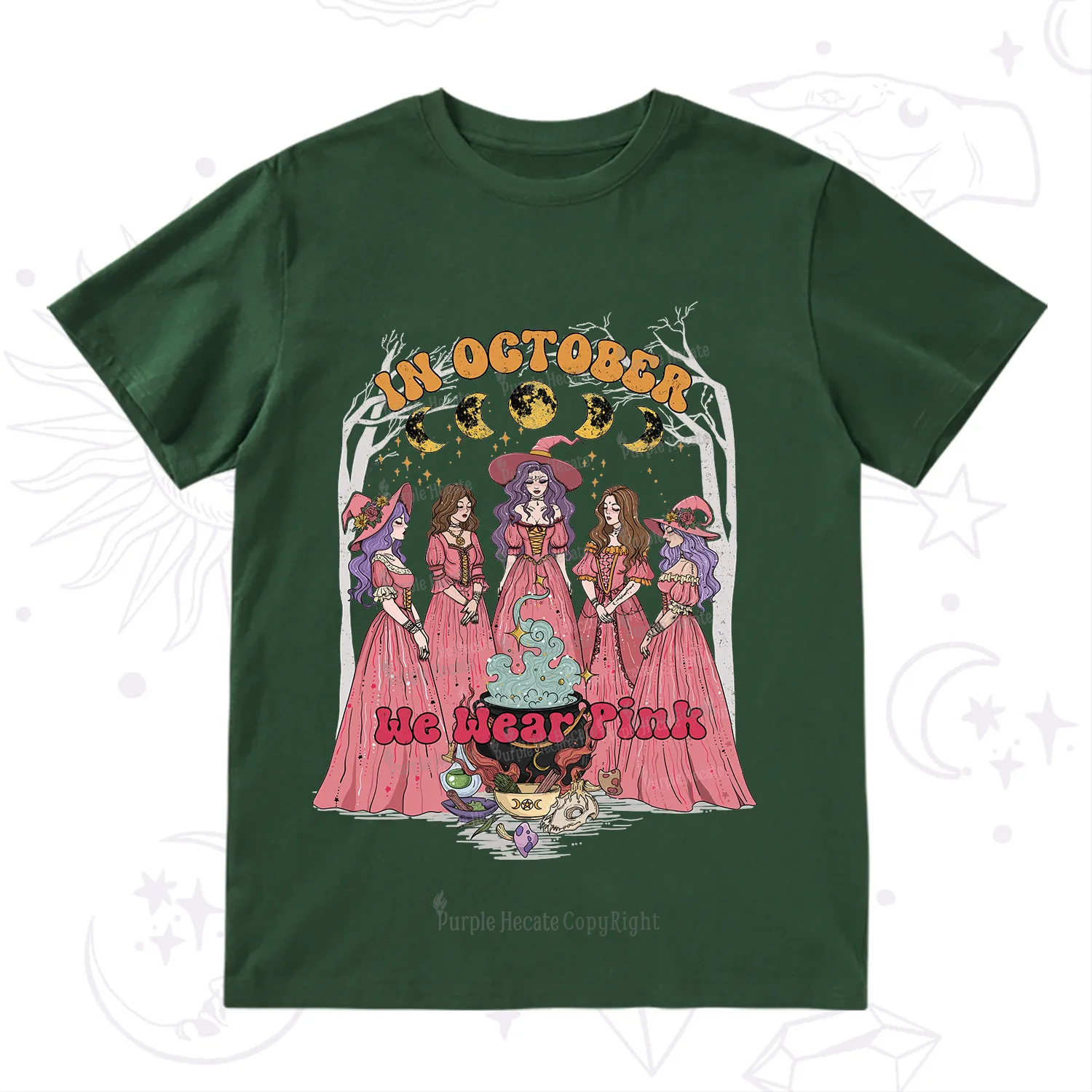 Purplehecate In October We Wear Pink Halloween T-Shirt