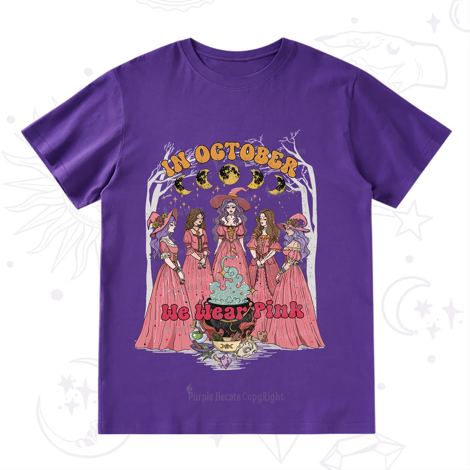 Purplehecate In October We Wear Pink Halloween T-Shirt