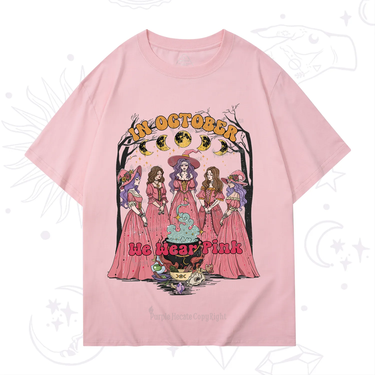 Purplehecate In October We Wear Pink Halloween T-Shirt