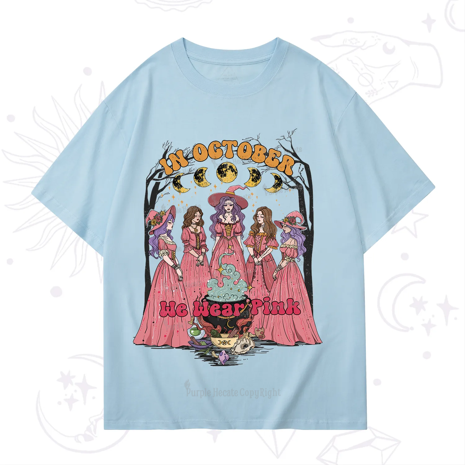 Purplehecate In October We Wear Pink Halloween T-Shirt