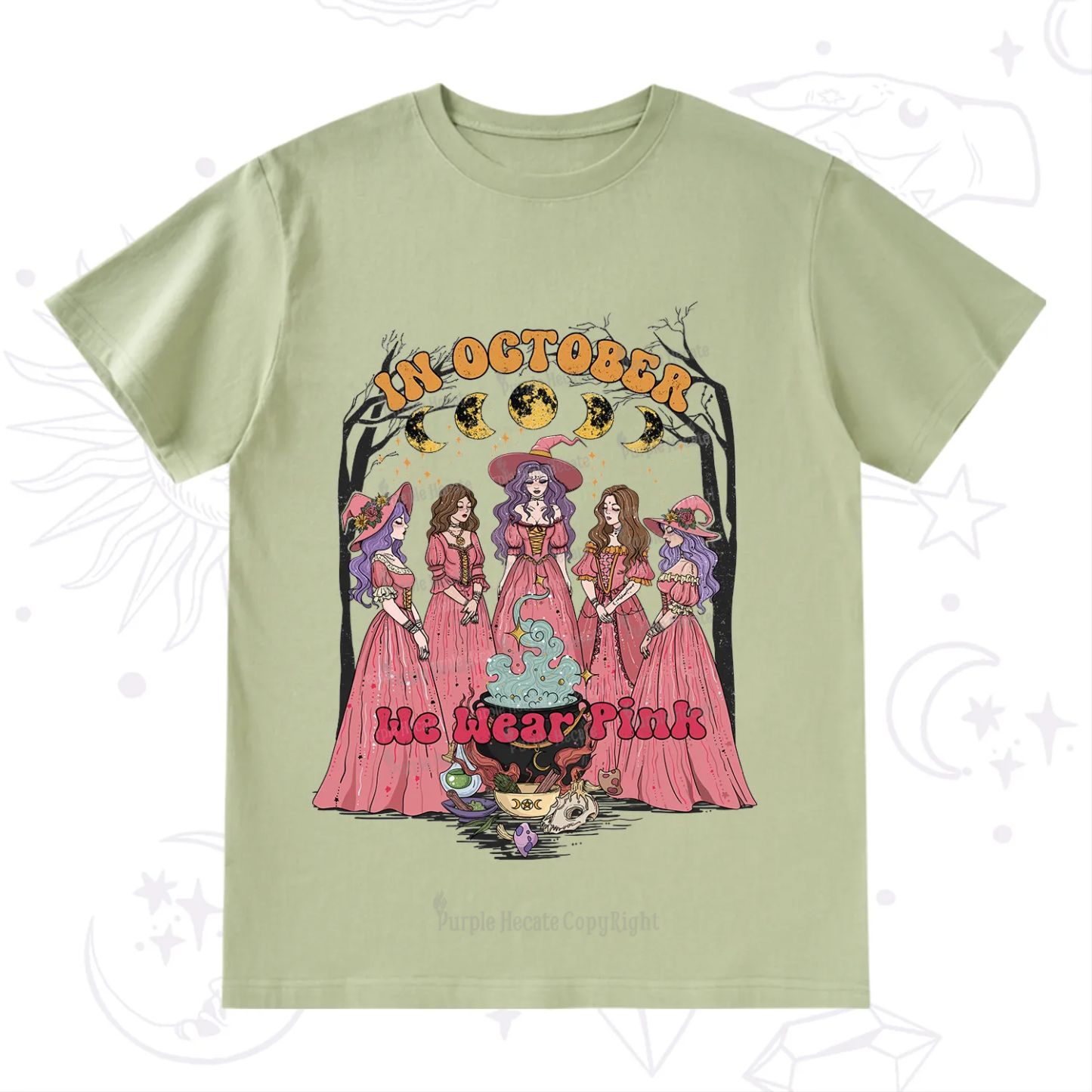 Purplehecate In October We Wear Pink Halloween T-Shirt