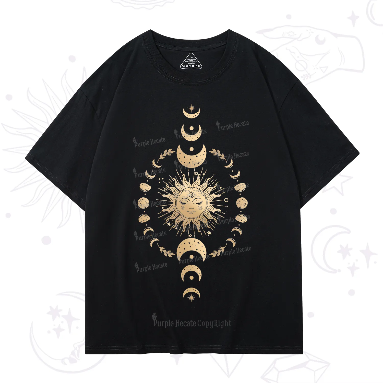 Purplehecate Celestial Sun & Moon Phases T-Shirt