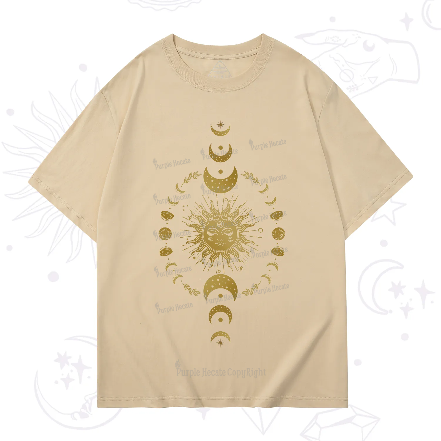 Purplehecate Celestial Sun & Moon Phases T-Shirt