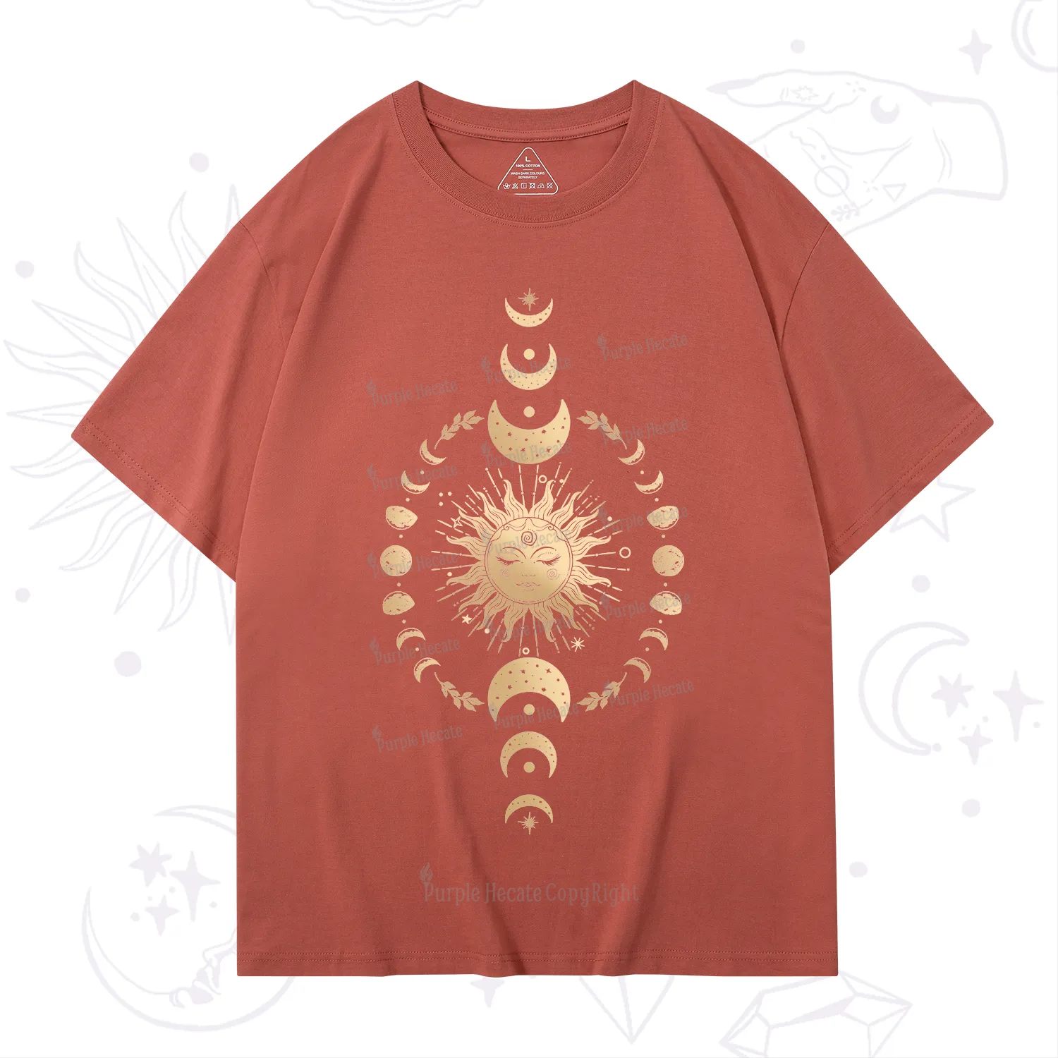 Purplehecate Celestial Sun & Moon Phases T-Shirt