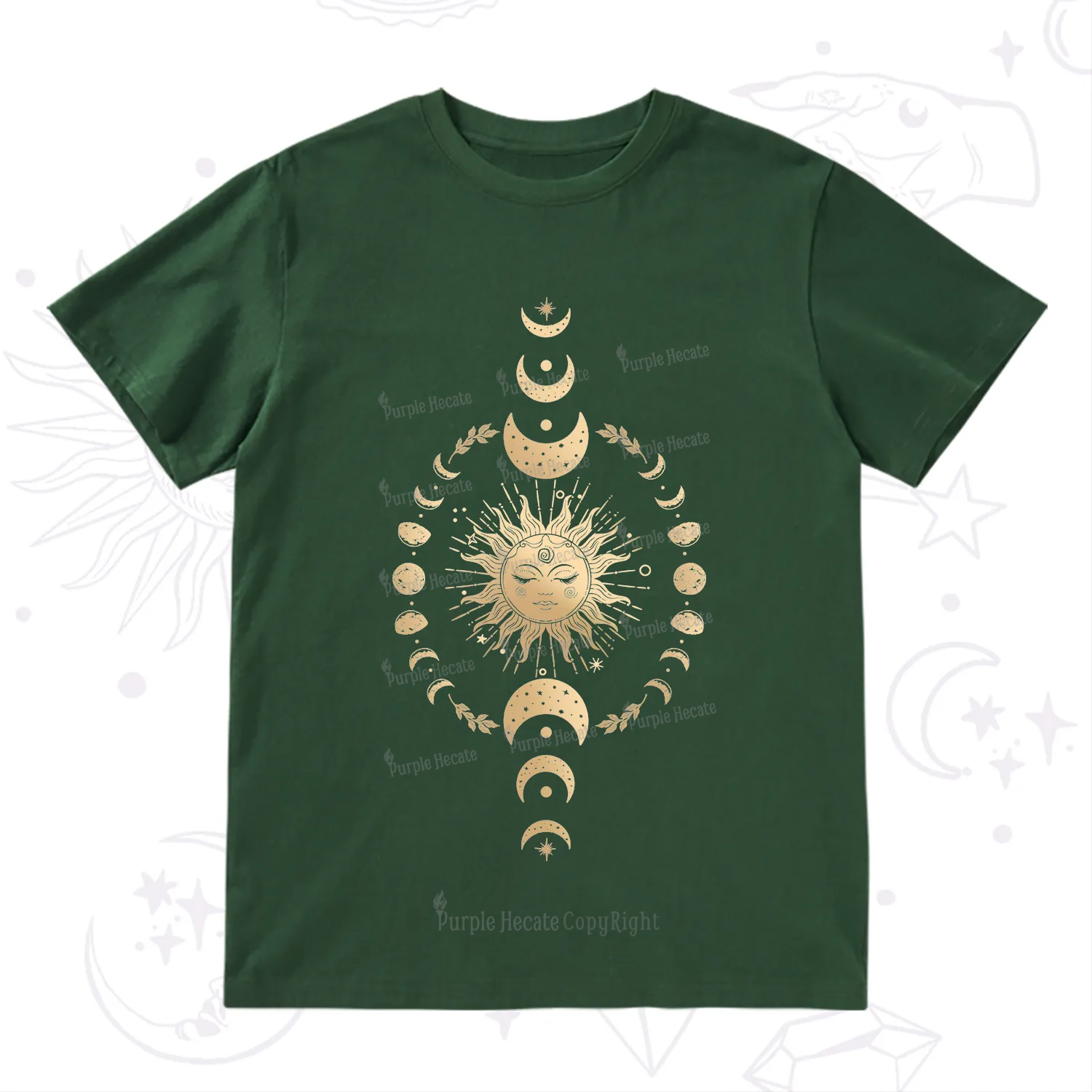 Purplehecate Celestial Sun & Moon Phases T-Shirt