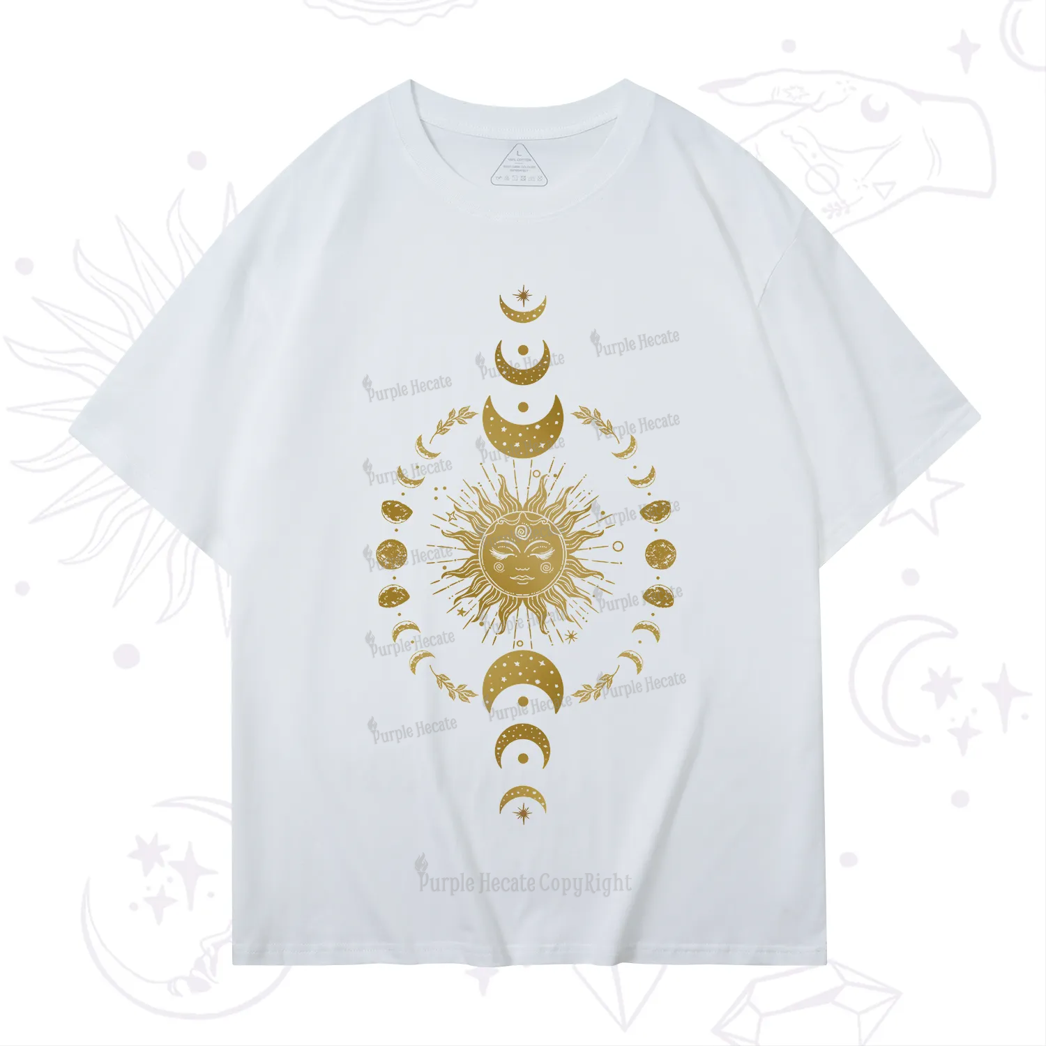 Purplehecate Celestial Sun & Moon Phases T-Shirt