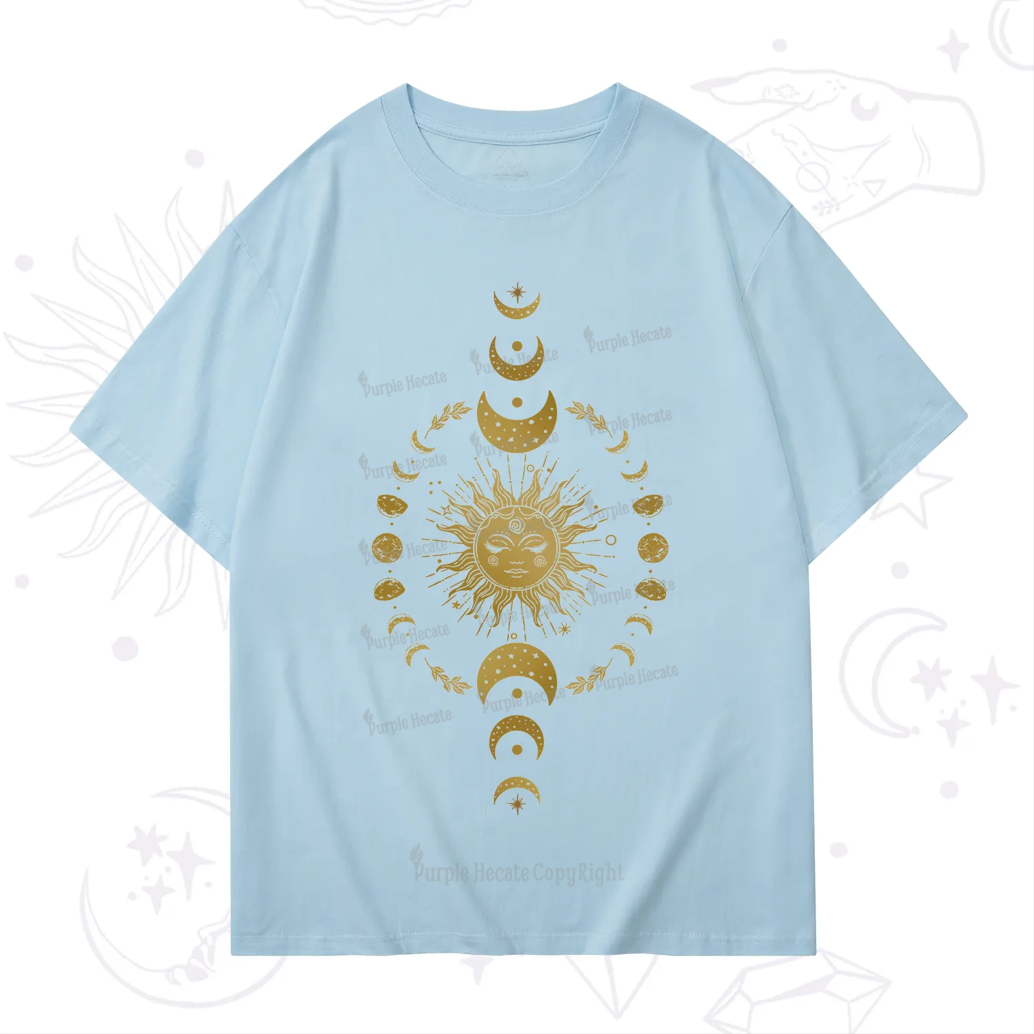 Purplehecate Celestial Sun & Moon Phases T-Shirt