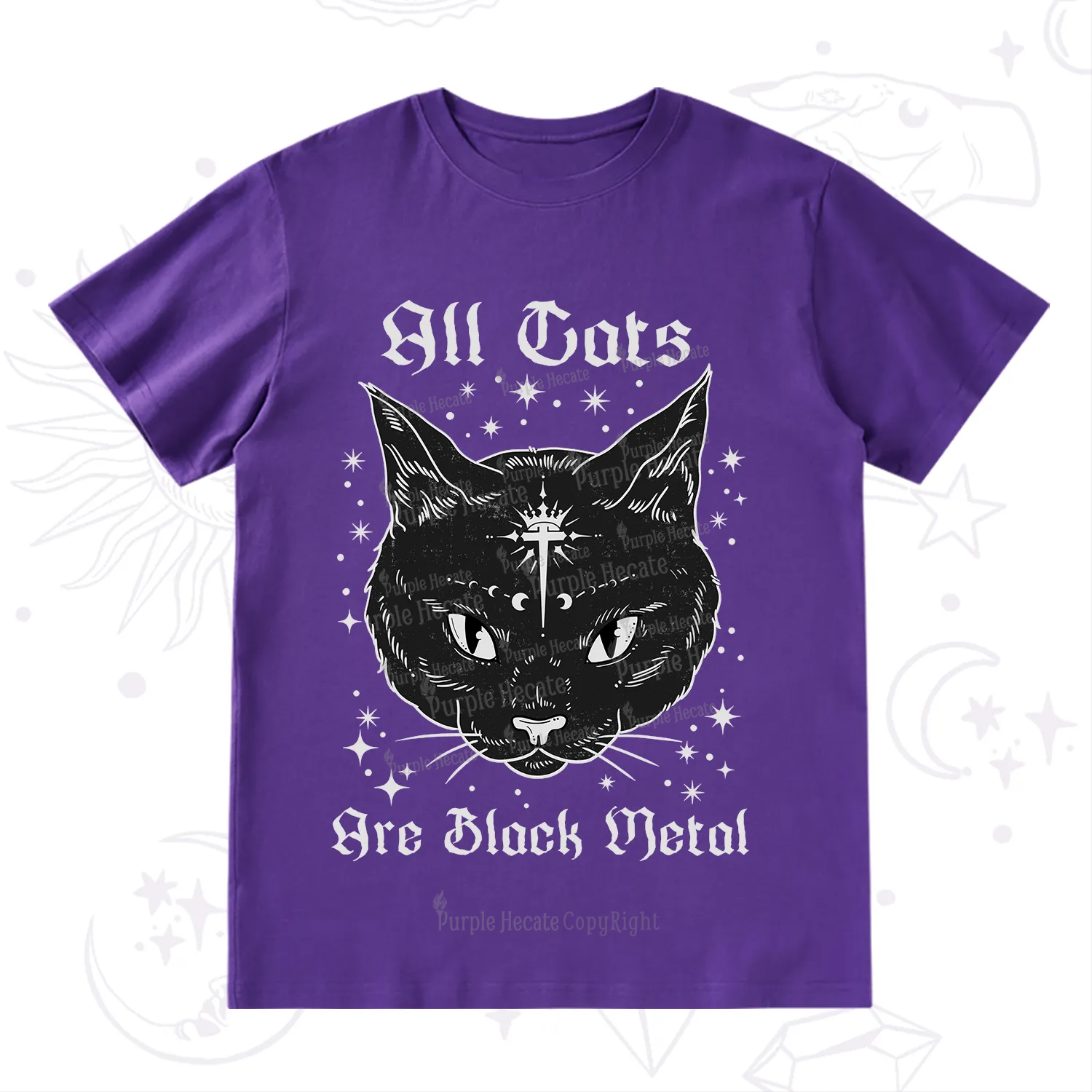 Purplehecate All Cats Are Black Metal T-Shirt