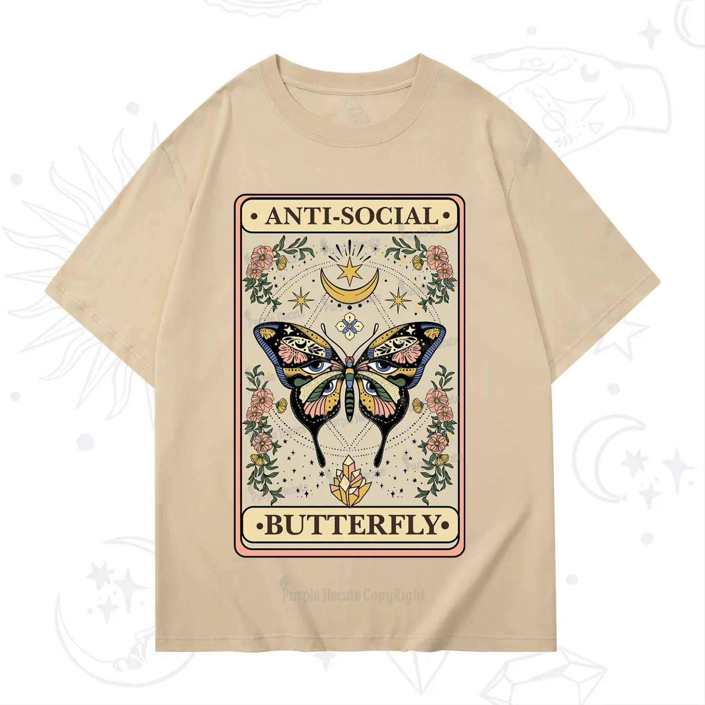 Purplehecate The Anti Social Nutterfly Oracle Card T-Shirt