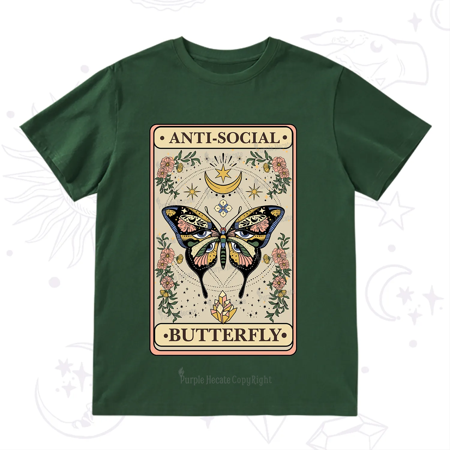 Purplehecate The Anti Social Nutterfly Oracle Card T-Shirt
