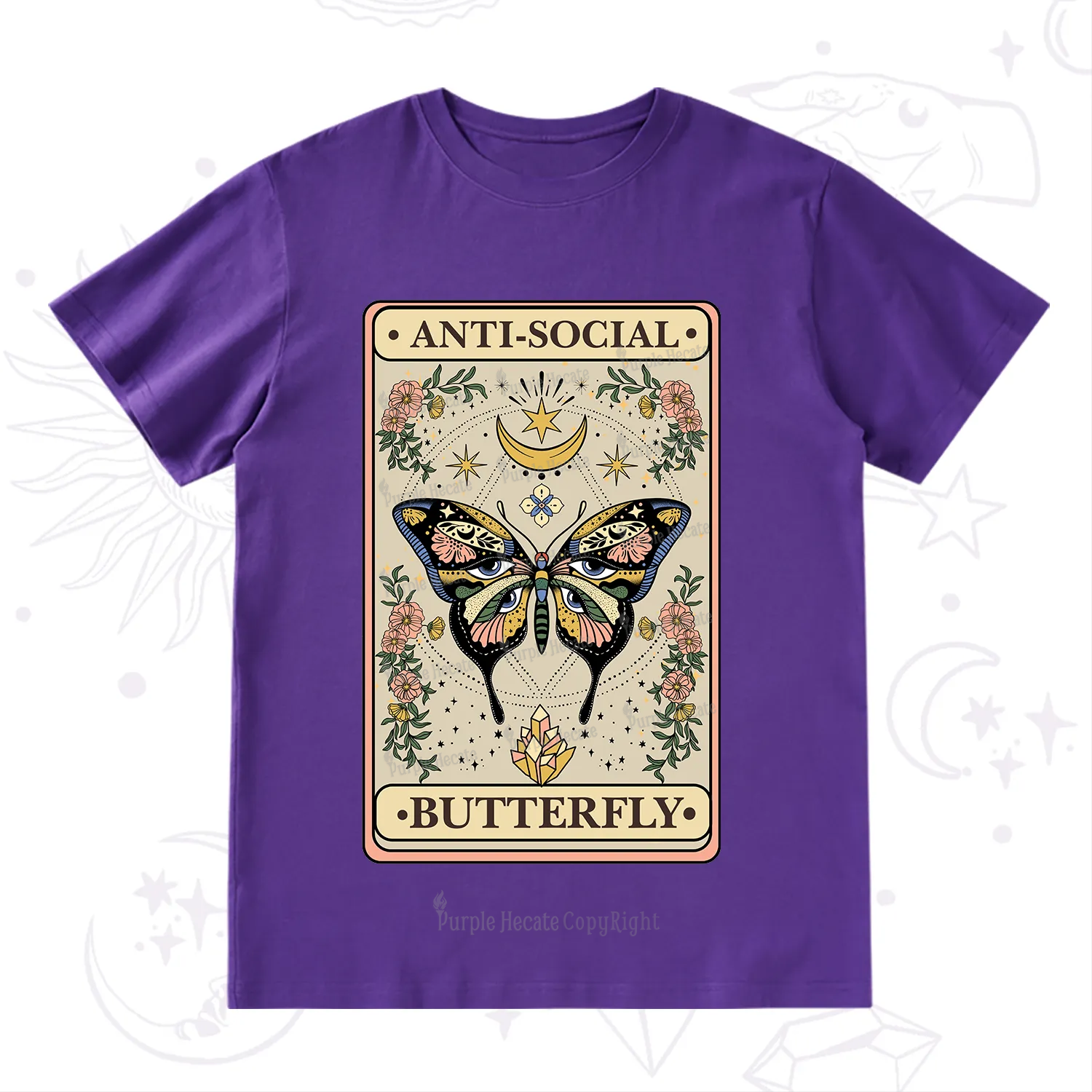 Purplehecate The Anti Social Nutterfly Oracle Card T-Shirt