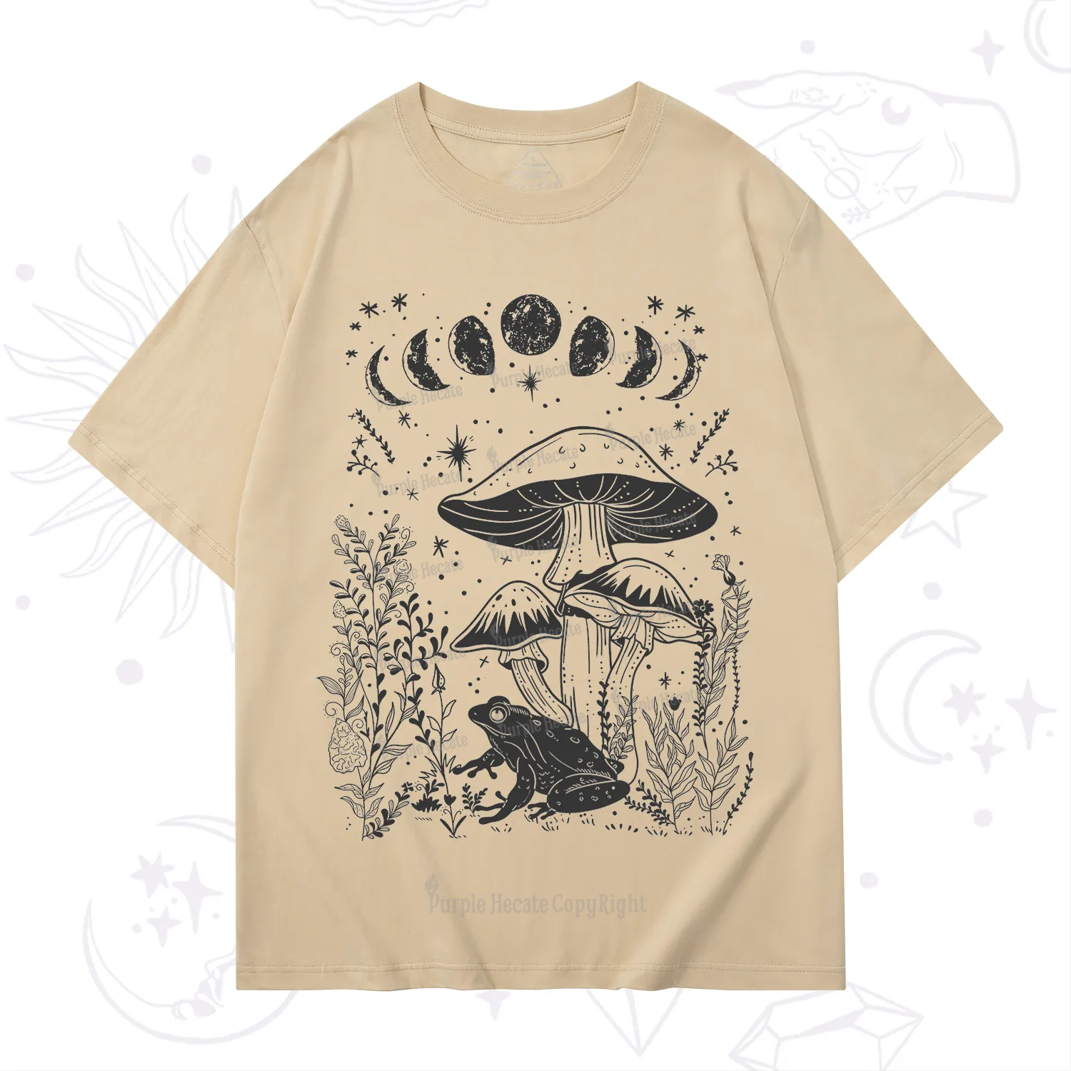 Purplehecate Celestial Frog Mushrooms T-Shirt
