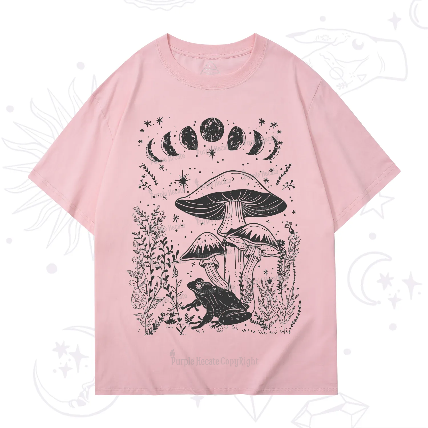 Purplehecate Celestial Frog Mushrooms T-Shirt