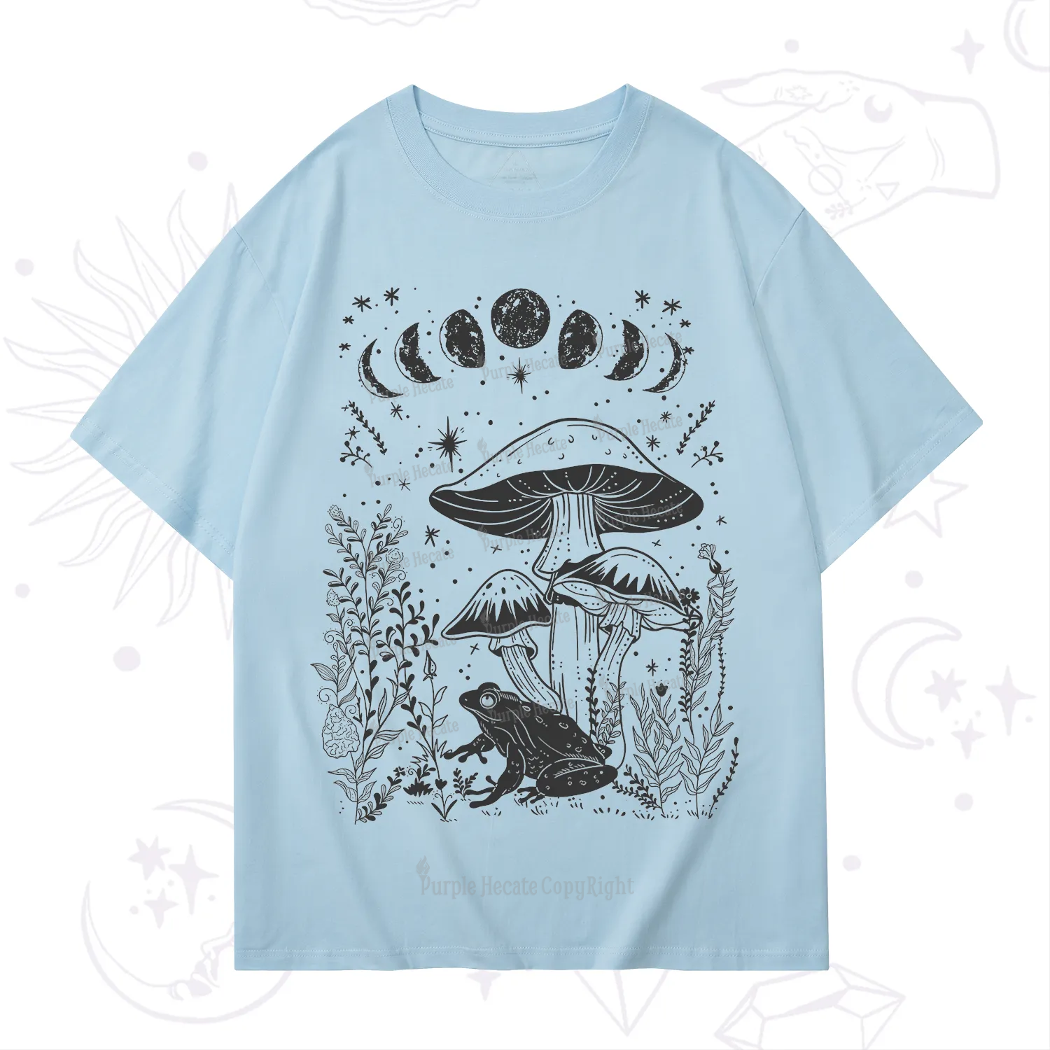 Purplehecate Celestial Frog Mushrooms T-Shirt