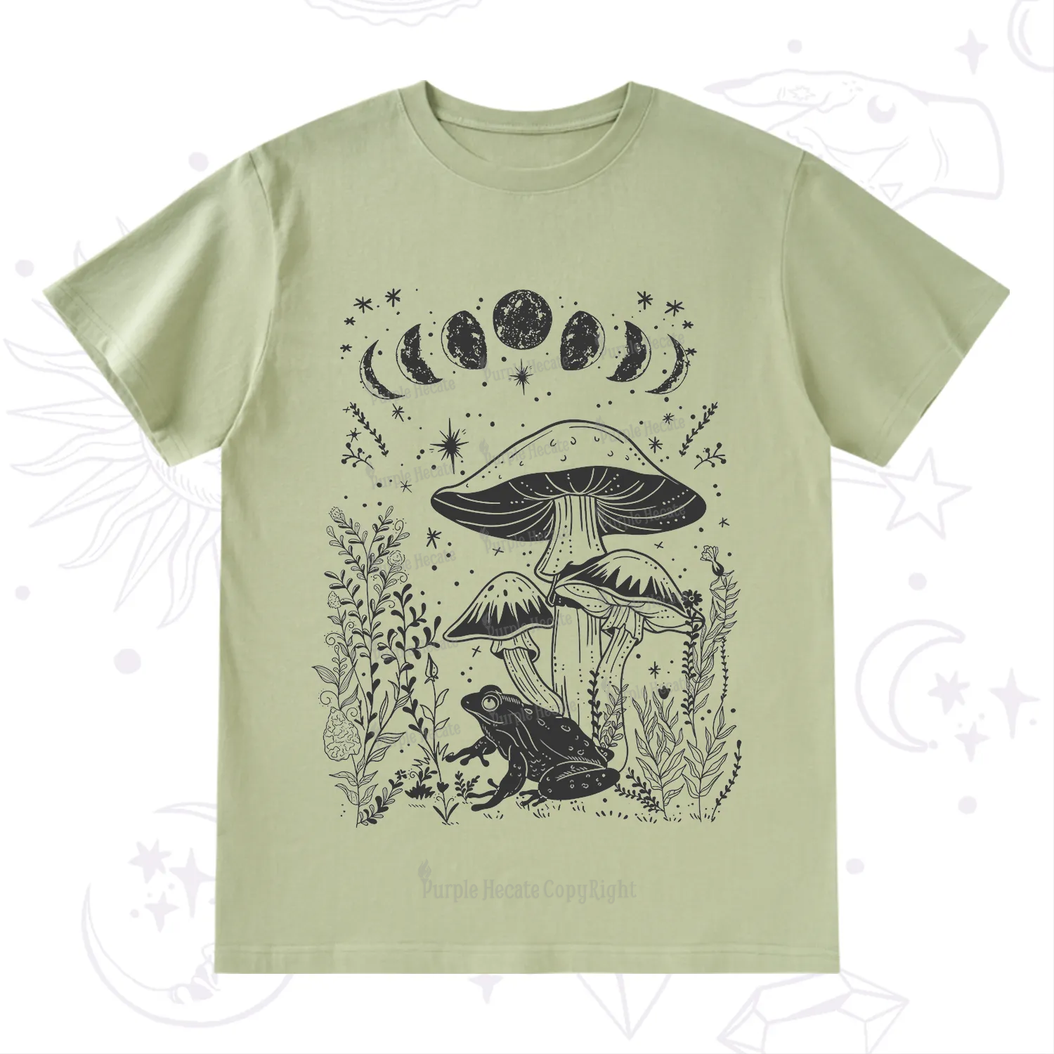Purplehecate Celestial Frog Mushrooms T-Shirt